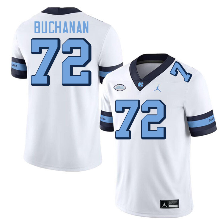 #72 Eidan Buchanan North Carolina Tar Heels College Football Jersey Stitched-Retro White